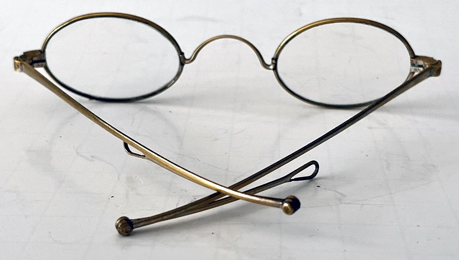 ANTIQUE MID-19TH CENTURY GOLDEN PLATED SPECTACLES WITH TURN PIN HINGE TEMPLES 3