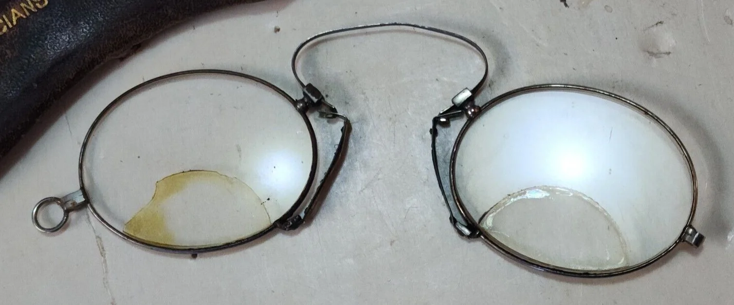 Antique Nose Pinch Bifocal Eyeglasses San Francisco Hirsch & Kaiser w/Leather Ca 4