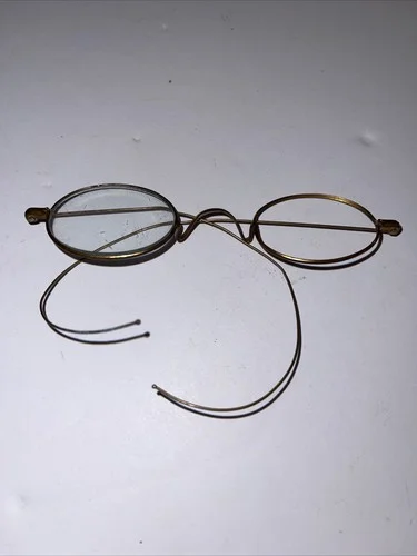 ANTIQUE OPTICAL SMALL LENS EYEGLASSES SPECTACLES Gold FRAME Marked S.P.A.