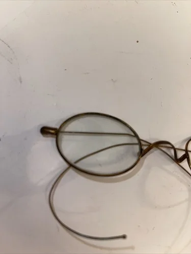 ANTIQUE OPTICAL SMALL LENS EYEGLASSES SPECTACLES Gold FRAME Marked S.P.A. 3