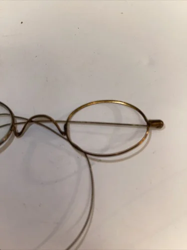ANTIQUE OPTICAL SMALL LENS EYEGLASSES SPECTACLES Gold FRAME Marked S.P.A. 4
