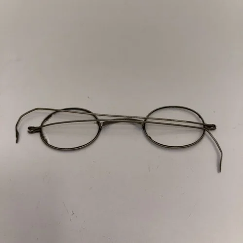ANTIQUE OPTICAL SMALL LENS EYEGLASSES SPECTACLES SILVER FRAME Marked DR Haux 02
