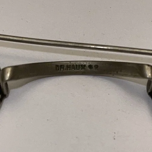 ANTIQUE OPTICAL SMALL LENS EYEGLASSES SPECTACLES SILVER FRAME Marked DR Haux 02 2
