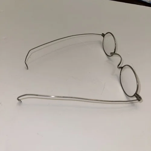ANTIQUE OPTICAL SMALL LENS EYEGLASSES SPECTACLES SILVER FRAME Marked DR Haux 02 3