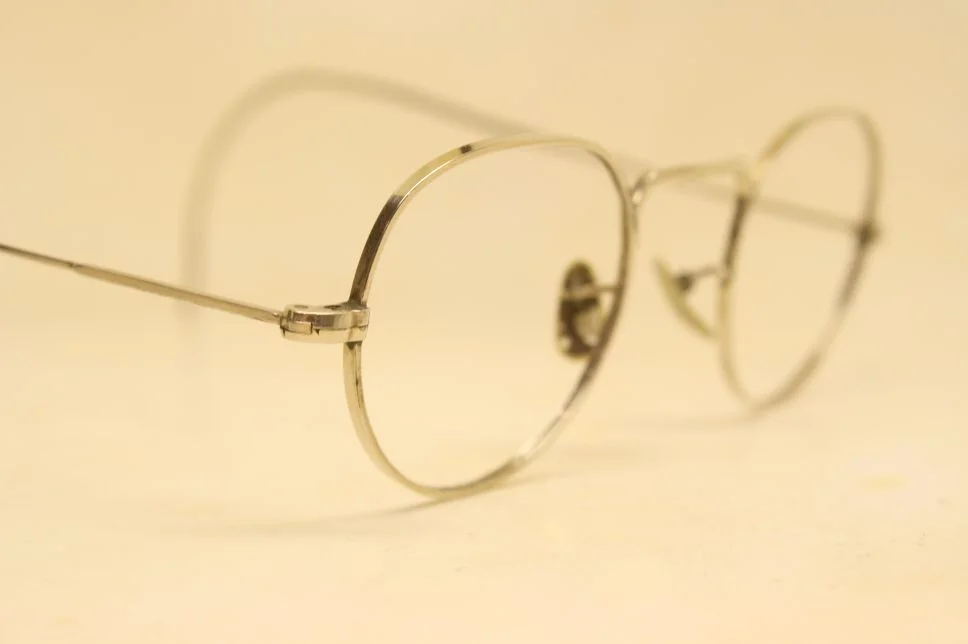 Antique Ovid Eyeglasses Silver Frames BARTLETT 44X38 1930s Vintage Glasses