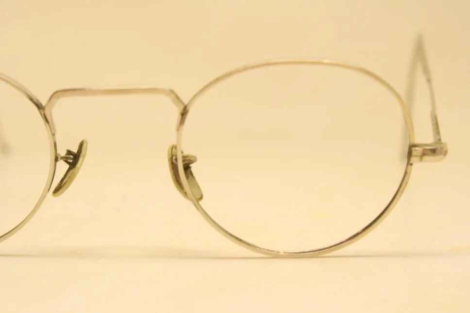 Antique Ovid Eyeglasses Silver Frames BARTLETT 44X38 1930s Vintage Glasses 3