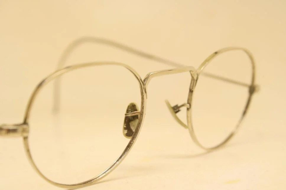 Antique Ovid Eyeglasses Silver Frames BARTLETT 44X38 1930s Vintage Glasses 4