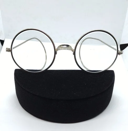 Antique Round Eyeglasses Silvertone Frames Circa 1920s-1930s