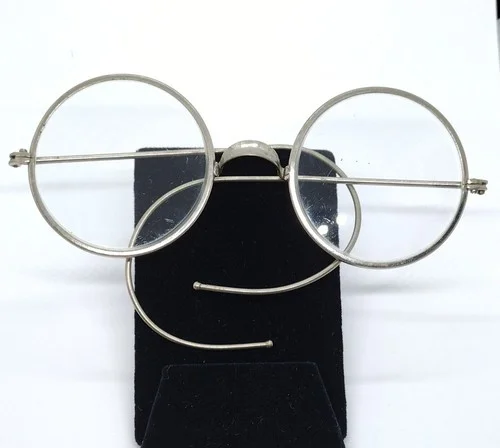 Antique Round Eyeglasses Silvertone Frames Circa 1920s-1930s 4