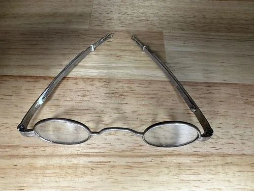 Antique Spectacles 19th Century W/ Metal Case William Beecher Adjustable Arms 4