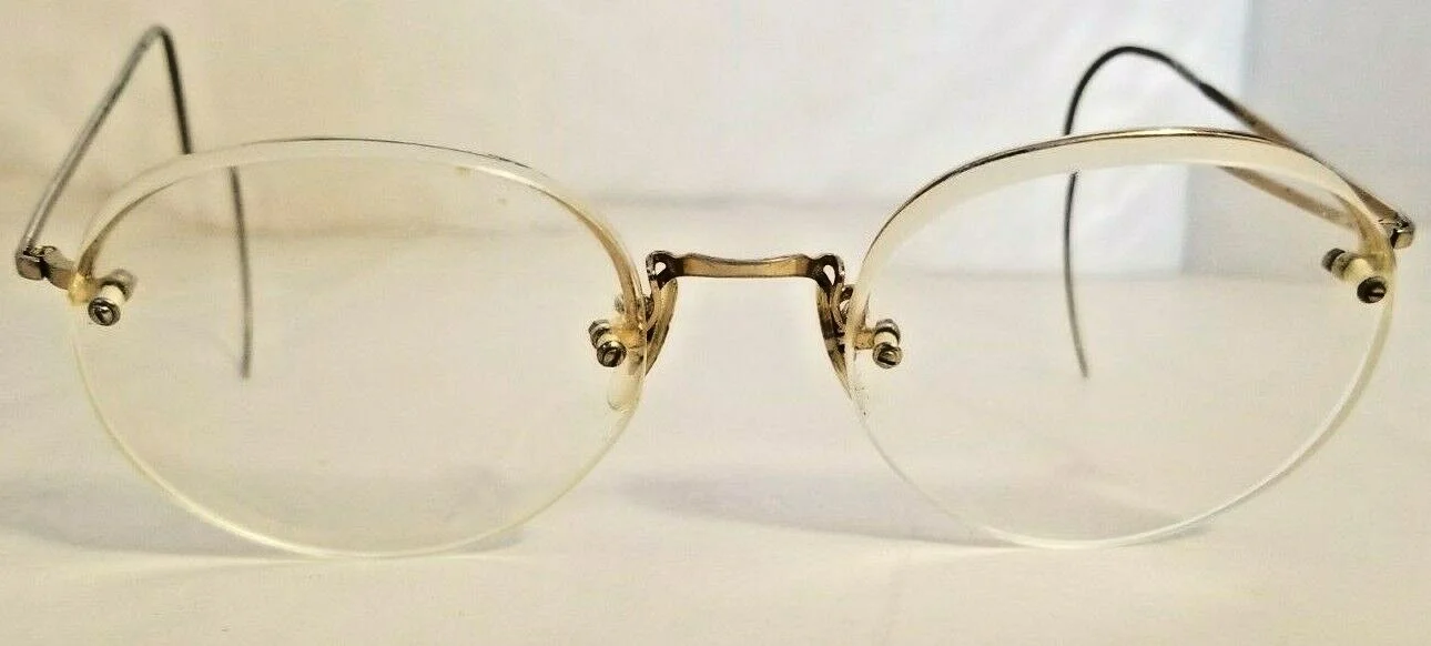ANTIQUE U.S.A. WIRE RIM EYEGLASSES - ROUND LENS - W/ CASE 2