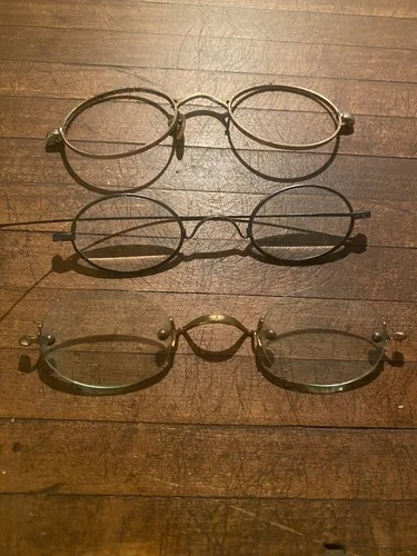 Antique VTG Round Glasses Spectacles Frames 1800-1900 Gold Filled Brass Parts
