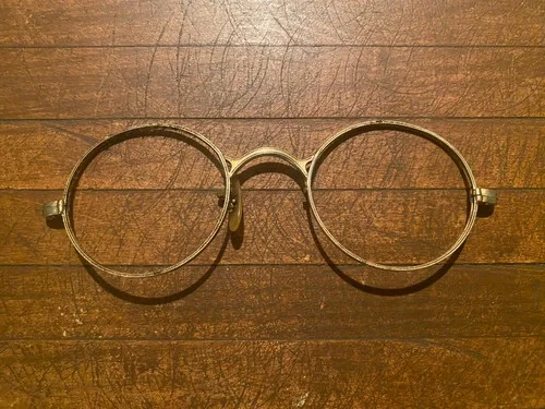 Antique VTG Round Glasses Spectacles Frames 1800-1900 Gold Filled Brass Parts 2