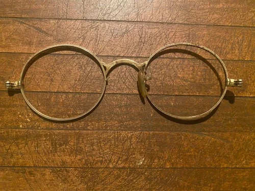 Antique VTG Round Glasses Spectacles Frames 1800-1900 Gold Filled Brass Parts 3