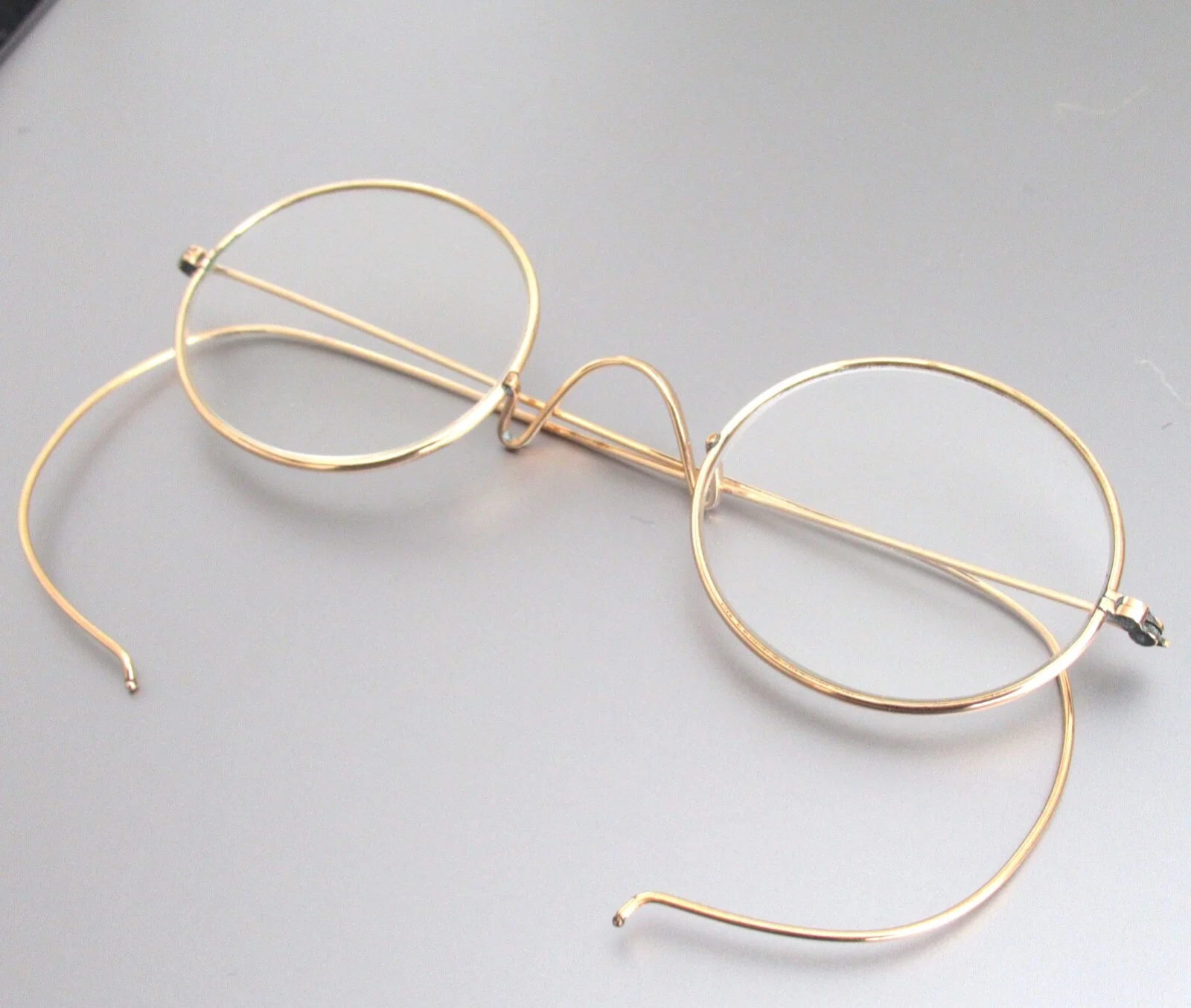 Antique Wire Rimmed Glasses Spectacles with Case - Unbranded