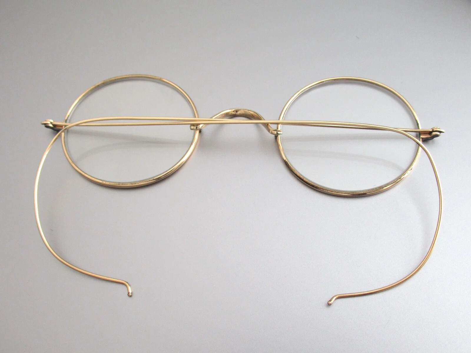 Antique Wire Rimmed Glasses Spectacles with Case - Unbranded 2