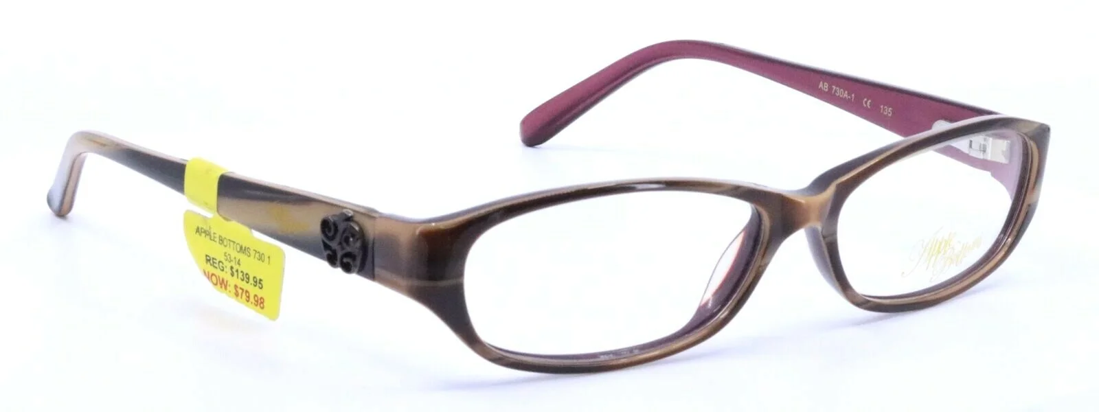 Apple Bottoms AB 730A-1 Brown Horn Oval Womens Full Rim Eyeglasses 53-14-135 3