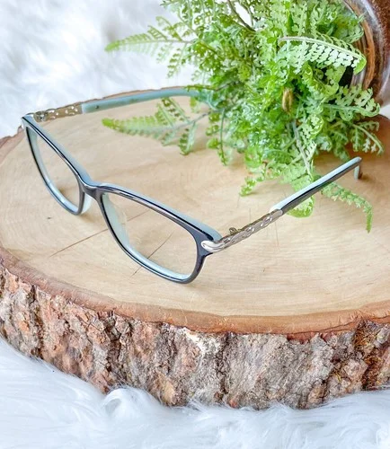 Apple Bottoms Eyeglasses AB764 Black 52 Blue Rectangle Cat Eye Frames 52-15-135 1