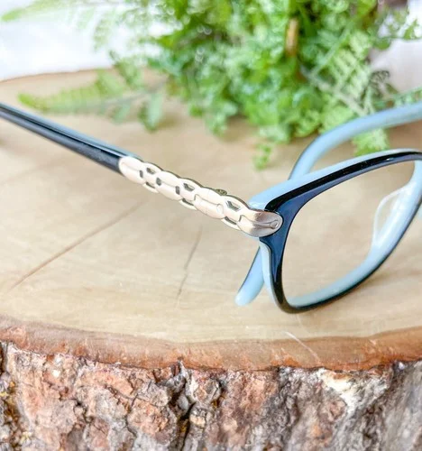 Apple Bottoms Eyeglasses AB764 Black 52 Blue Rectangle Cat Eye Frames 52-15-135 3