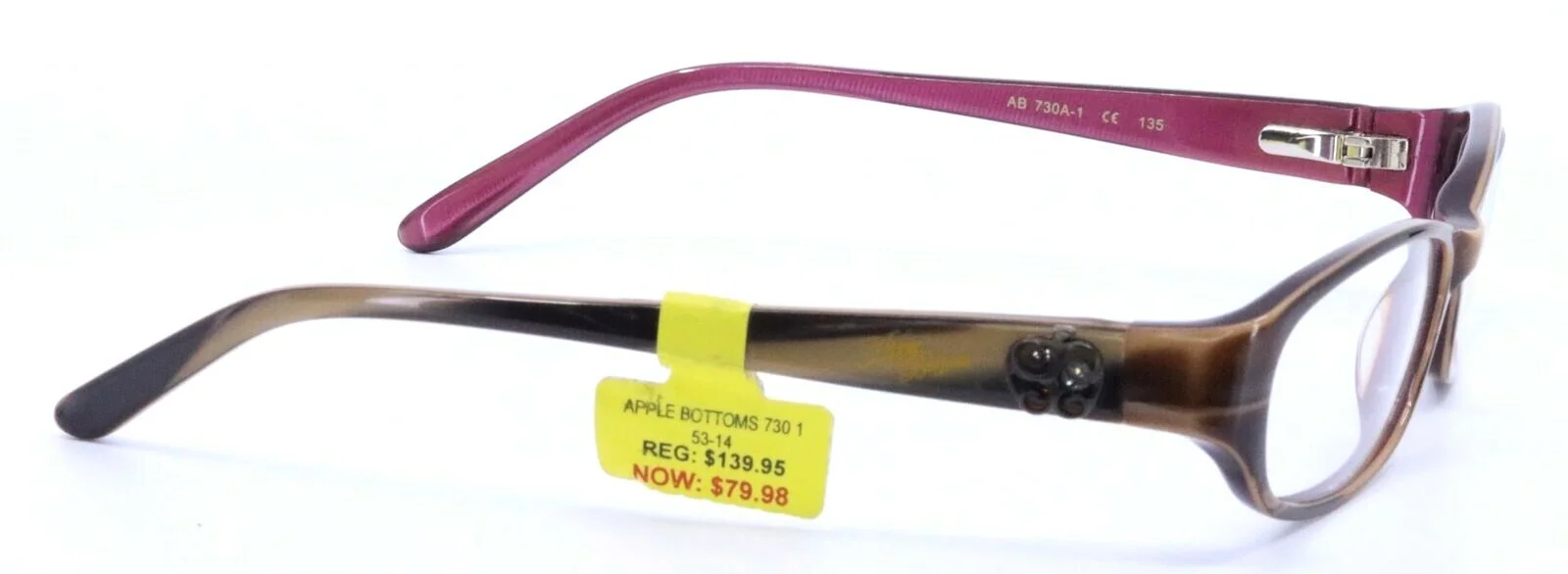 Apple Bottoms Eyeglasses Frames AB 730A-1 Brown Horn Red Rectangular 53-14-135 4