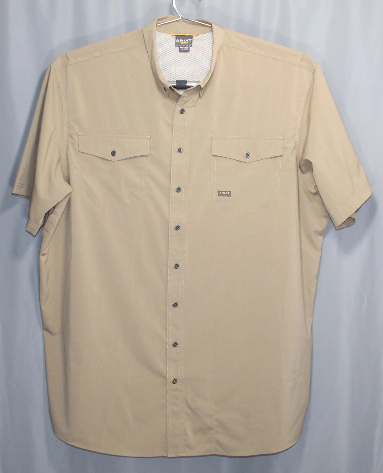 Ariat® Rebar Tan Outdoors Vented Button Front S/S Shirt Mens Size 3XLT 1