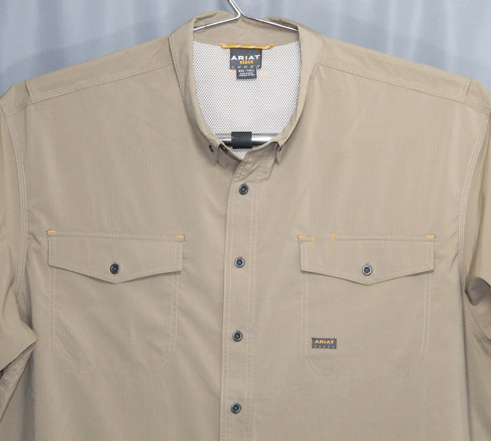 Ariat® Rebar Tan Outdoors Vented Button Front S/S Shirt Mens Size 3XLT 2