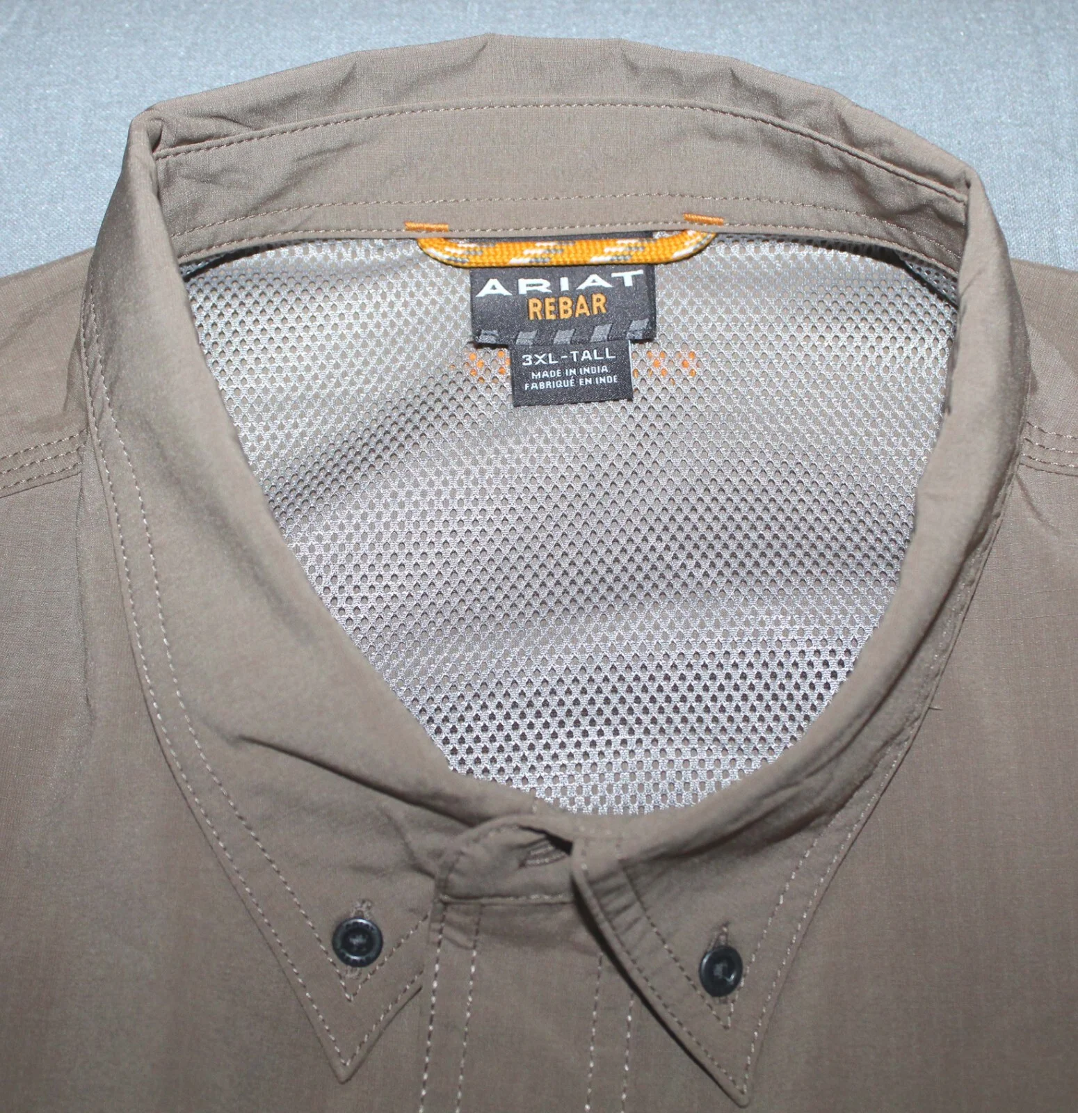 Ariat® Rebar Tan Outdoors Vented Button Front S/S Shirt Mens Size 3XLT 4