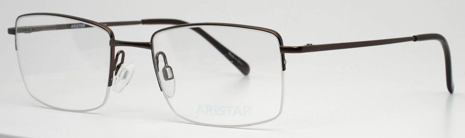 ARISTAR AR16249 535 Brown Mens Rectangle Half Rim Eyeglasses 53-19-140 B:36