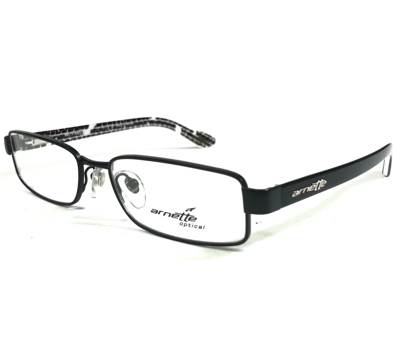 Arnette Rectangular Black And White Eyeglasses Glasses Frames Size 48-17-130