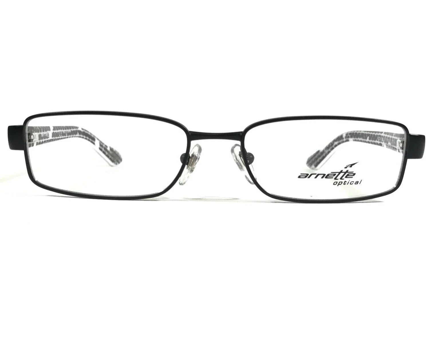 Arnette Rectangular Black And White Eyeglasses Glasses Frames Size 48-17-130 2