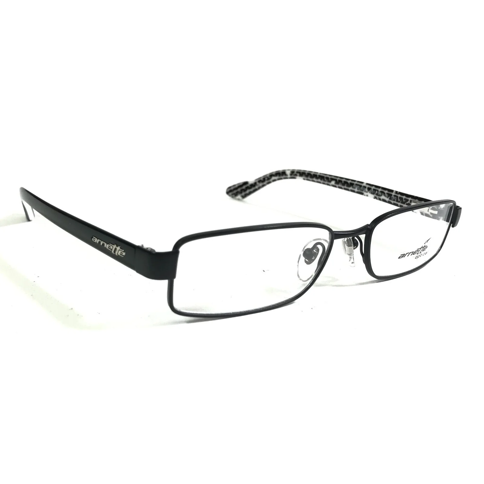 Arnette Rectangular Black And White Eyeglasses Glasses Frames Size 48-17-130 3