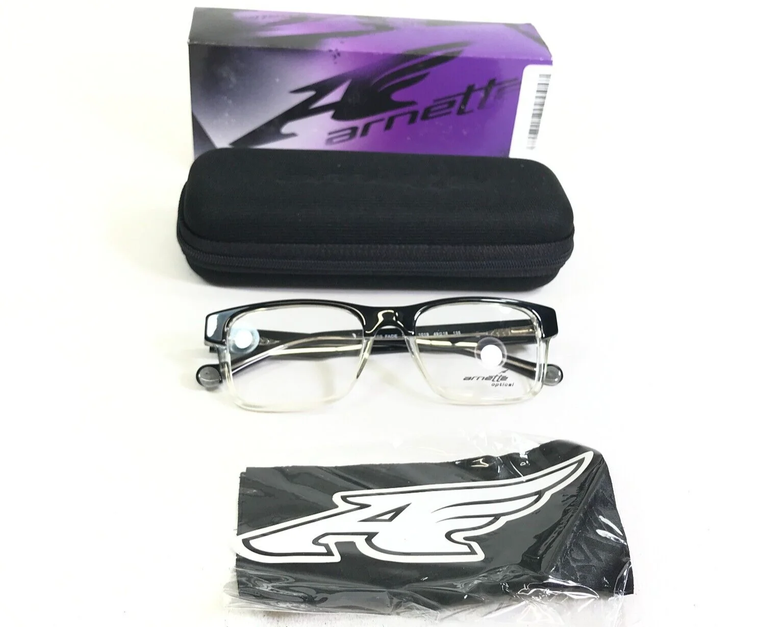 Arnette Small Eyeglasses Frames Cross Fade 7087 1019 Clear Black 49-18-135