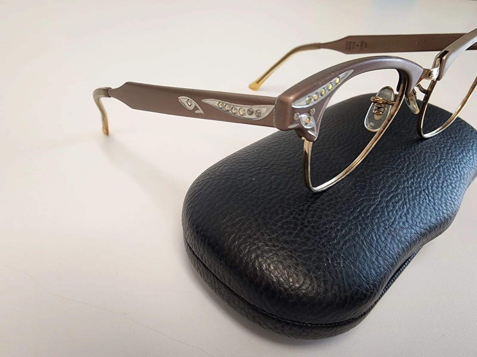 ART CRAFT 50s Cat Eye Eyeglasses Frames Rhinestones 1/10 12K GF USA Made 5 1/2 3