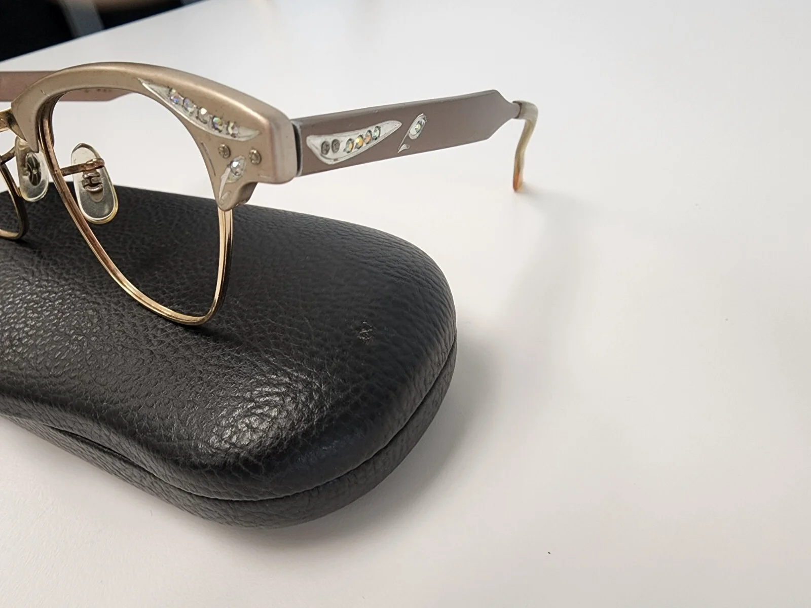 ART CRAFT 50s Cat Eye Eyeglasses Frames Rhinestones 1/10 12K GF USA Made 5 1/2 4