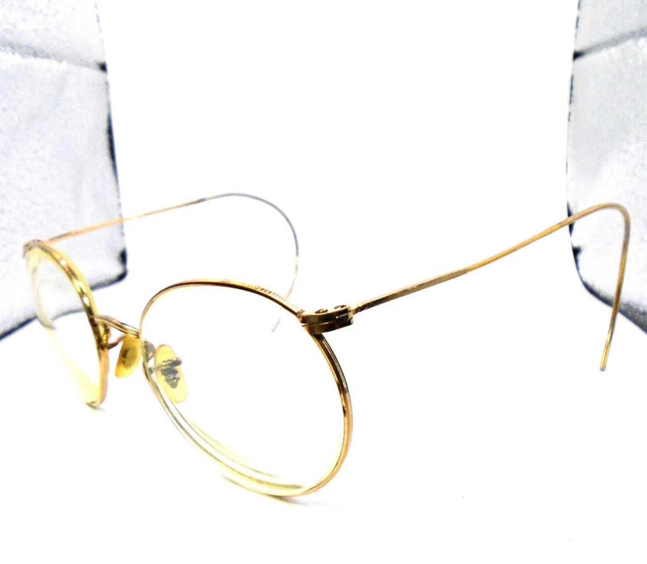 ArtCraft USA Gold 23 Vintage Round Metal Eyeglasses Frames Cable Wrap Temples
