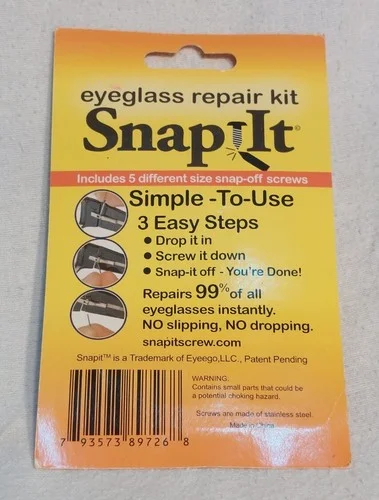 @@AS SEEN ON TV ~ SNAP IT EYEGLASS REPAIR KIT ~ QUICK FIX SCREWS ~ FITS 99% NEW@ 2