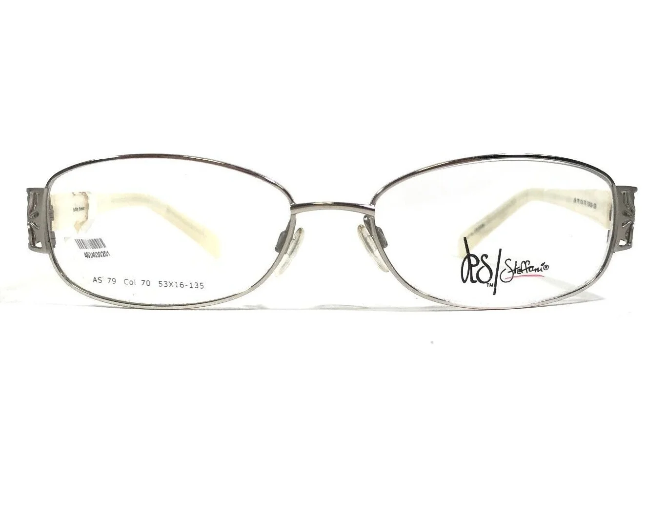 Ashley Stewart AS 79 Col 70 Eyeglasses Frames Ivory Silver Rectangular 53-16-135