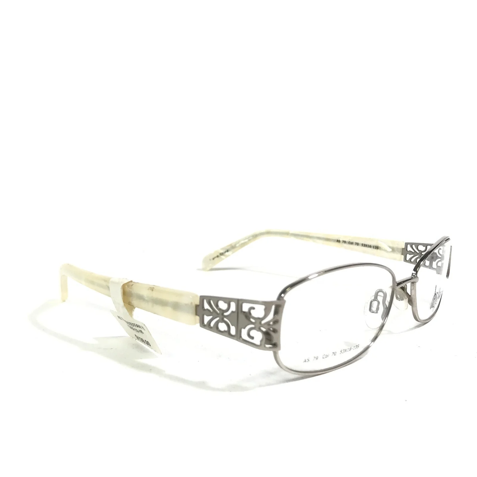 Ashley Stewart AS 79 Col 70 Eyeglasses Frames Ivory Silver Rectangular 53-16-135 2