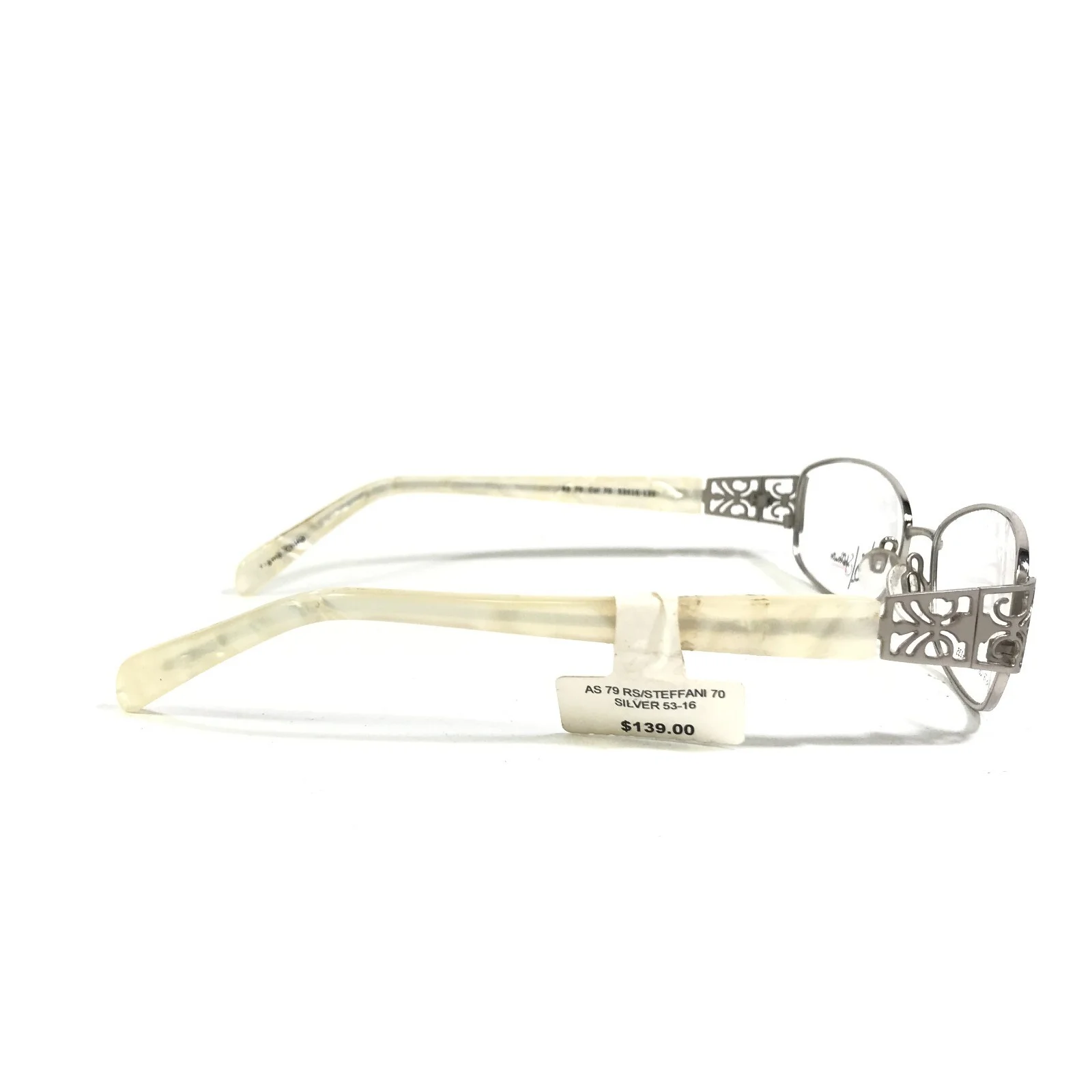 Ashley Stewart AS 79 Col 70 Eyeglasses Frames Ivory Silver Rectangular 53-16-135 3