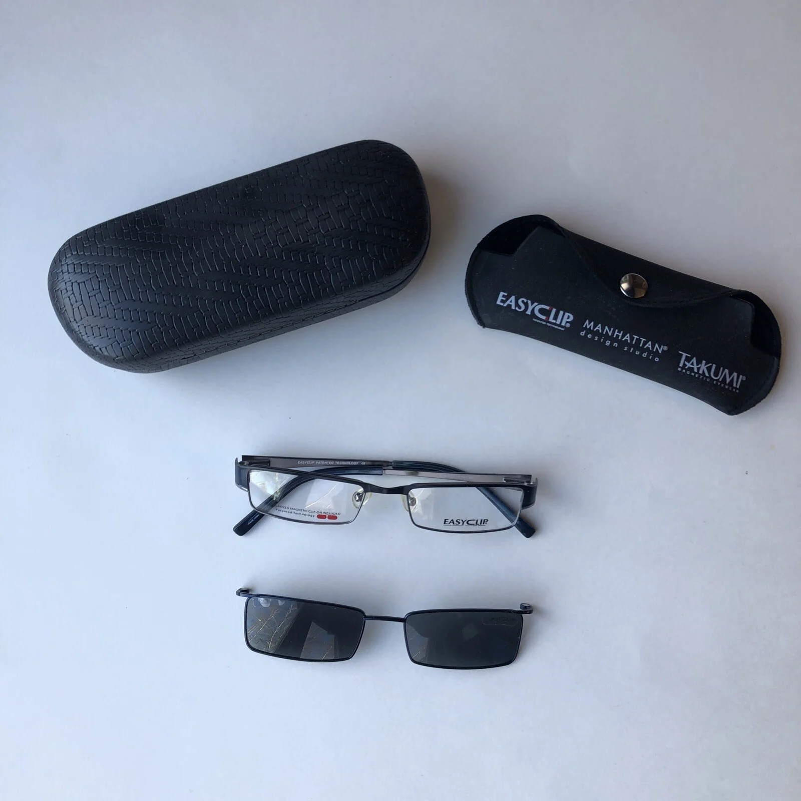 Aspex Easyclip Eyeglasses Eye Glasses Frames with Clip-on Sunglasses & Case NIB 3