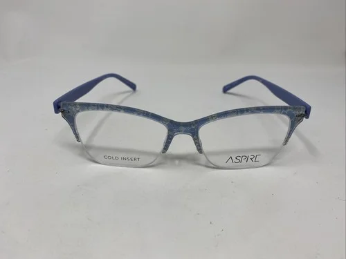 Aspire Eyeglasses Frame UNFORGETTABLE BLUE LACE 53/17/140 HALF RIMLESS /B54