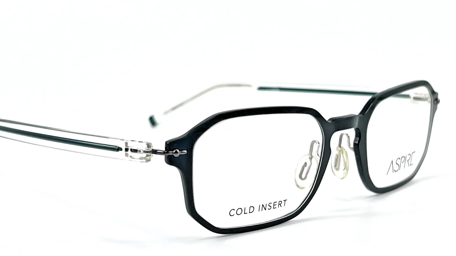 Aspire Quick Mens Plastic Eyeglass Frame Hunter Green 50-20 Adjustable Nose Pads 4