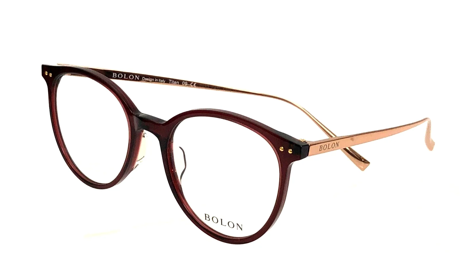 Authentic BOLON BJ3013 B30 Burgundy Rose Gold Frame/Demo Lens 50mm Eyeglasses