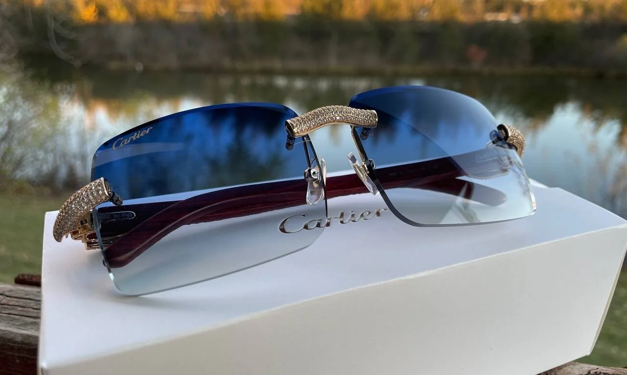 Authentic Cartier Custom Micropaved Wood Sunglasses Eyeglasses Buffs Buffalo 4