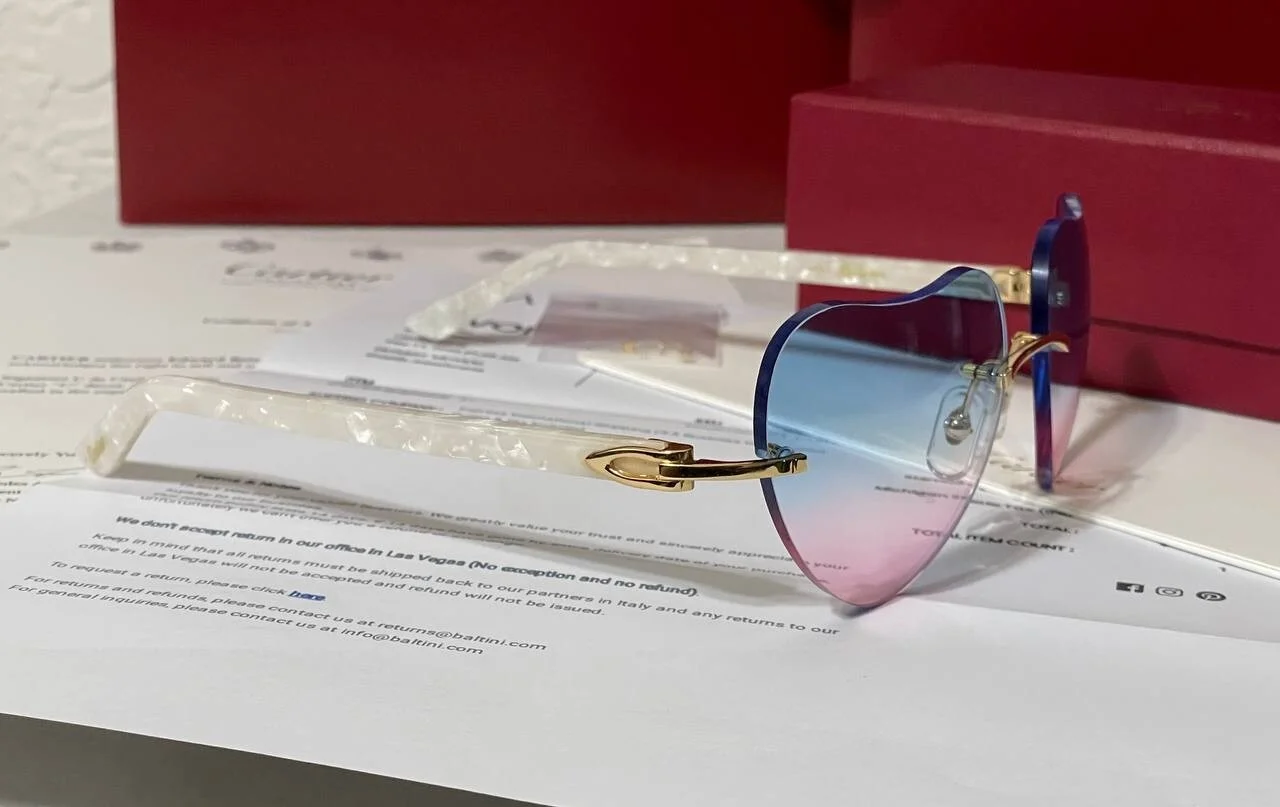 Authentic Cartier Eyeglasses CT0048O Heart Composite Buffalo Sunglasses Buffs