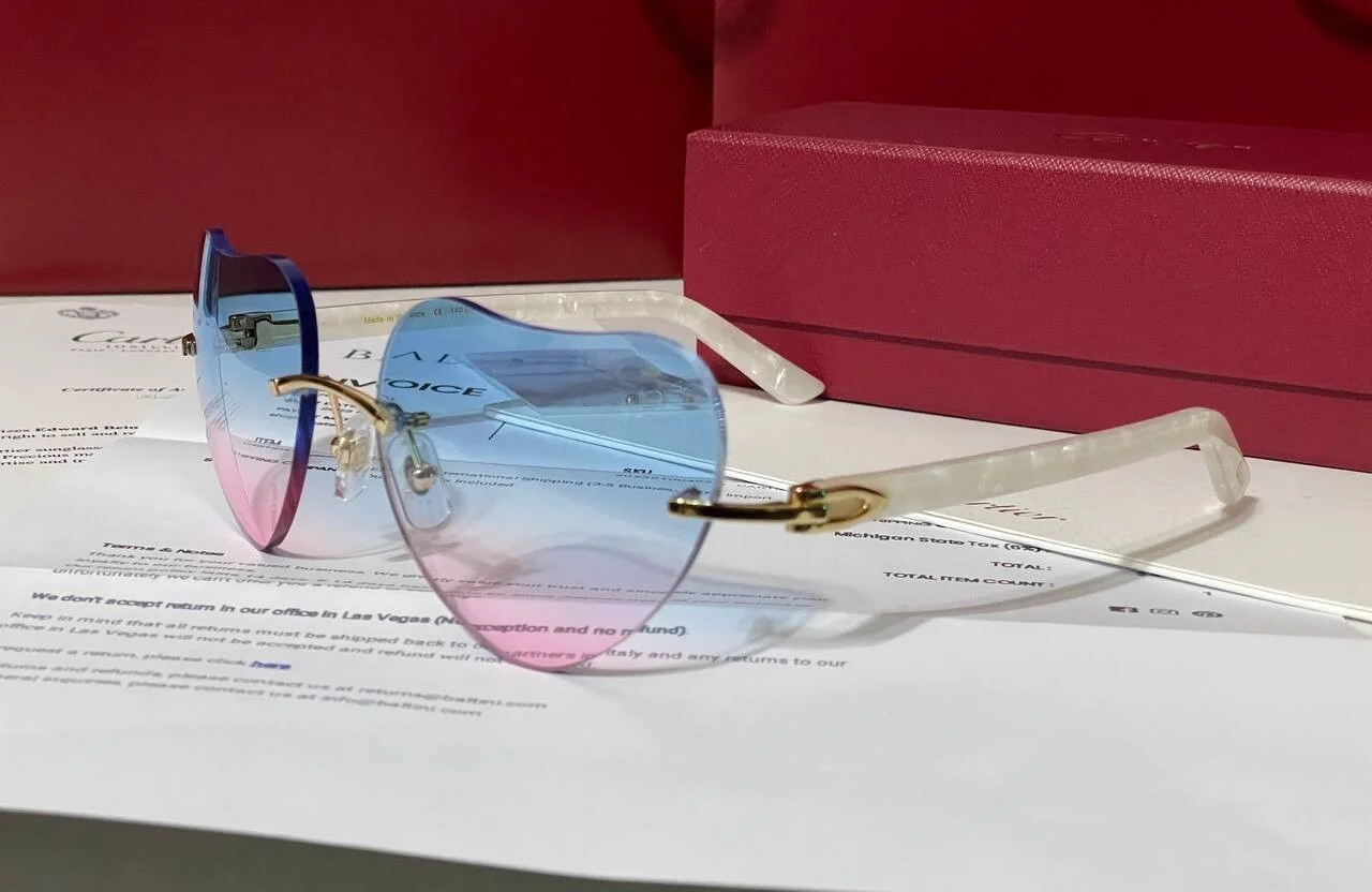 Authentic Cartier Eyeglasses CT0048O Heart Composite Buffalo Sunglasses Buffs 2