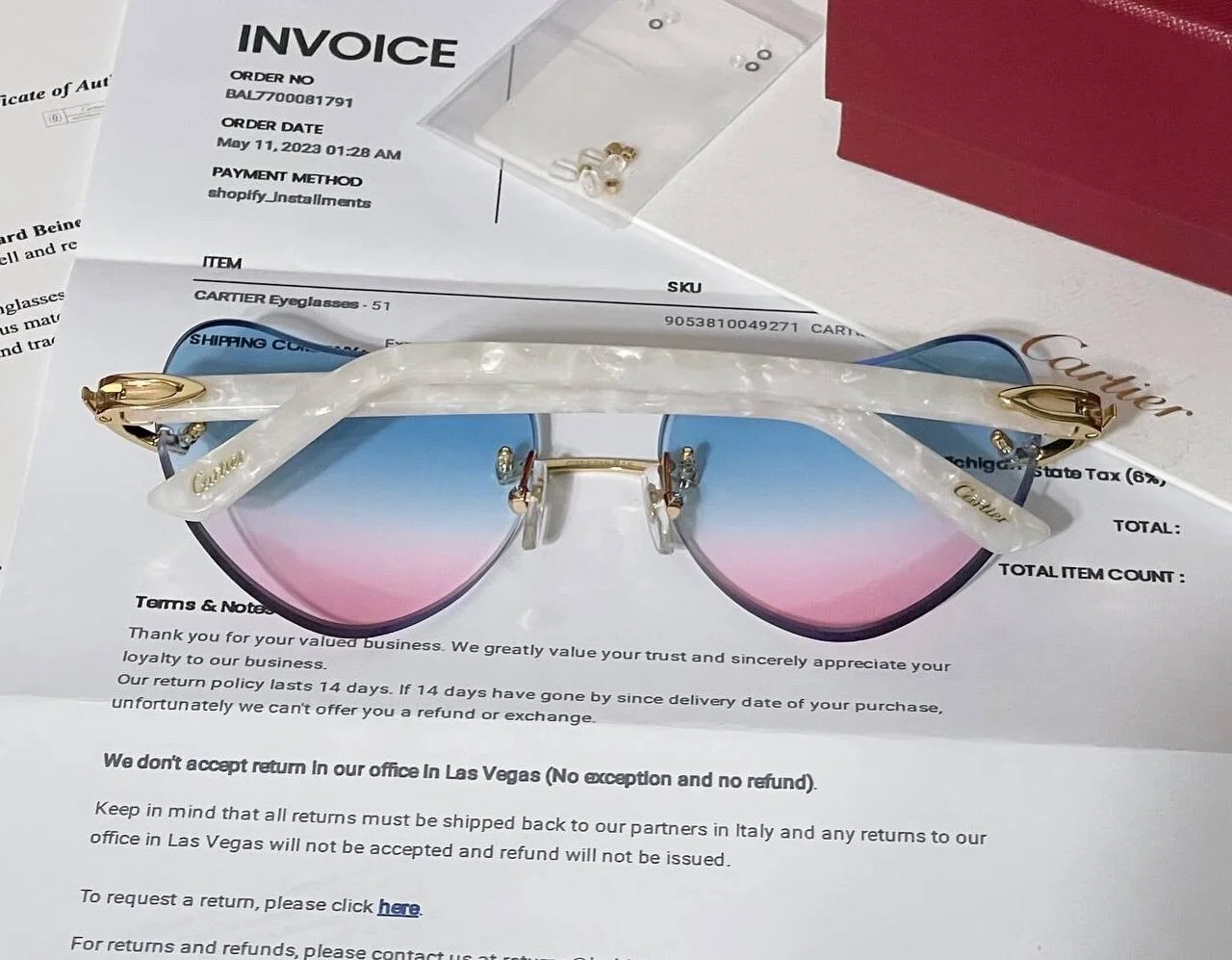 Authentic Cartier Eyeglasses CT0048O Heart Composite Buffalo Sunglasses Buffs 3