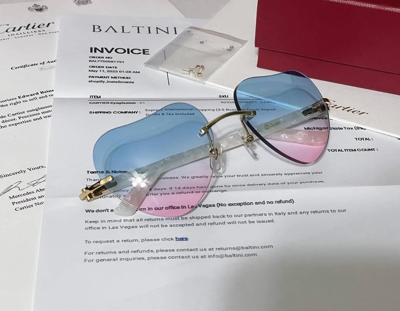 Authentic Cartier Eyeglasses CT0048O Heart Composite Buffalo Sunglasses Buffs 4