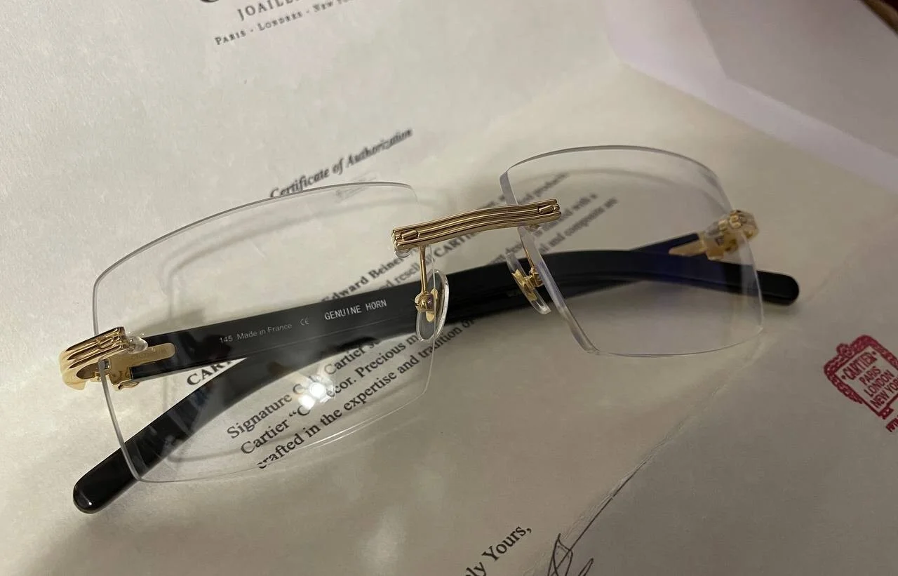 Authentic Cartier Eyeglasses CT0286O 003 Clear Lens Buffalo Sunglasses Buffs