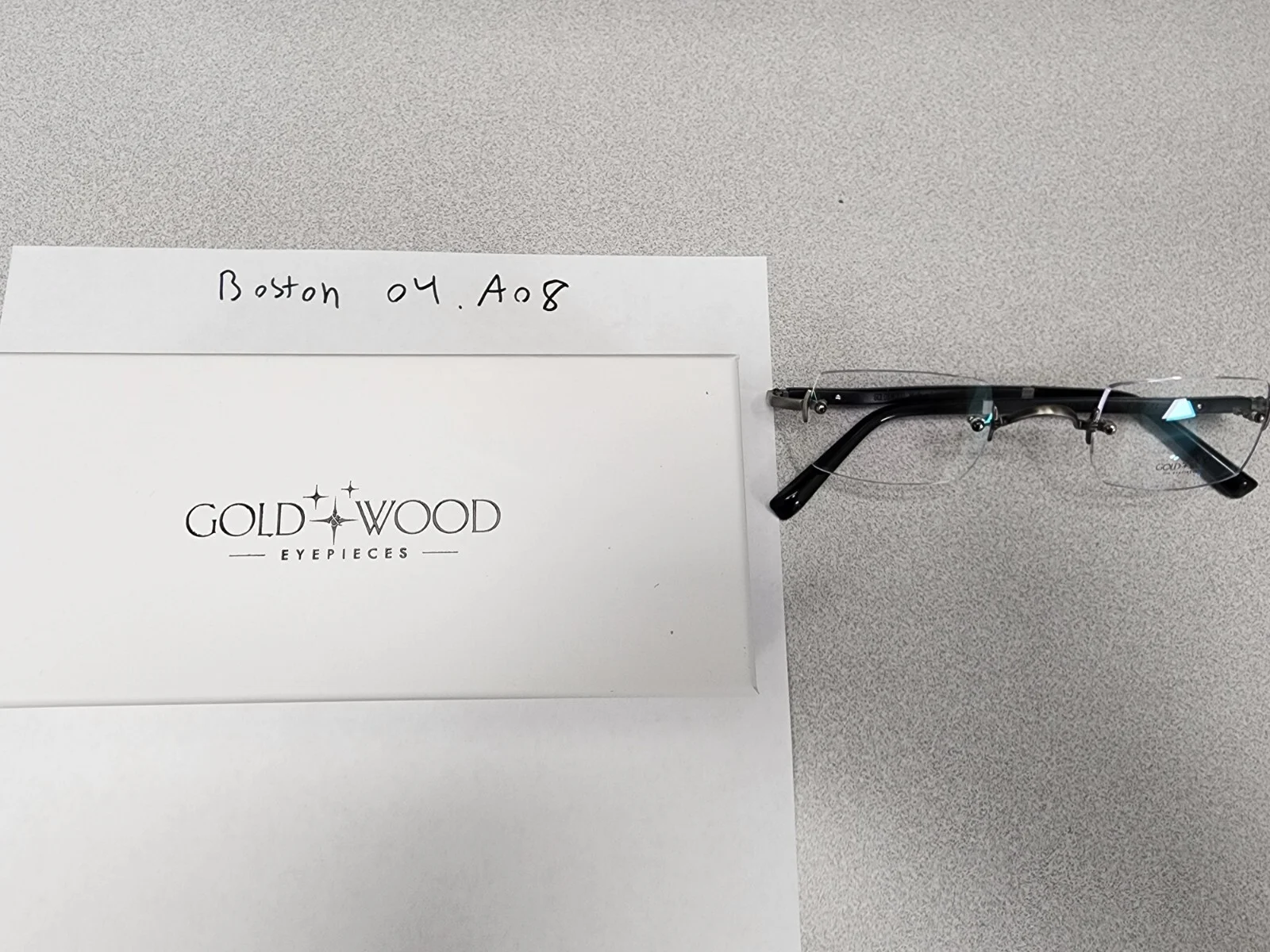 Authentic Gold and Wood Boston 04.A08 rimless glasses, Gold & Wood